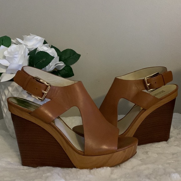 MICHAEL Kors Josephine Leather Peep Toe Wedges - Picture 7 of 13